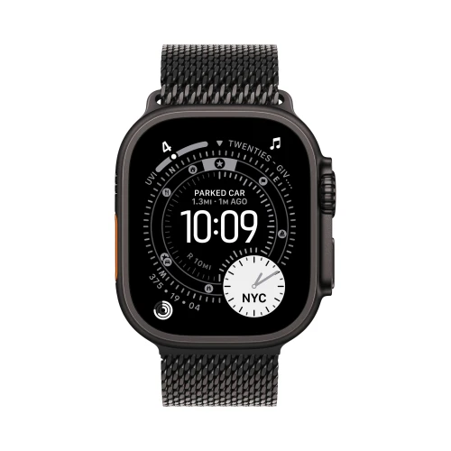 Смарт-часы Apple Watch Ultra 3, 49мм, Титановый корпус Черный титан (Black Titanium), Черный ремешок (Black Milanese Loop) S