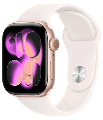 Смарт-часы Apple Watch Series 11, 42мм, Алюминиевый корпус Розовое золото (Rose Gold Aluminum), Cпортивный ремешок Нежно-розовый (Light Blush Sport Band) M/L