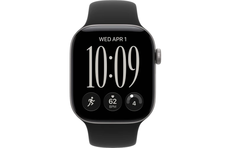 Смарт-часы Apple Watch Series 12, 42мм, Алюминиевый корпус Космический серый (Space Grey Aluminium), Cпортивный ремешок Черный (Black Sport Band) S/M
