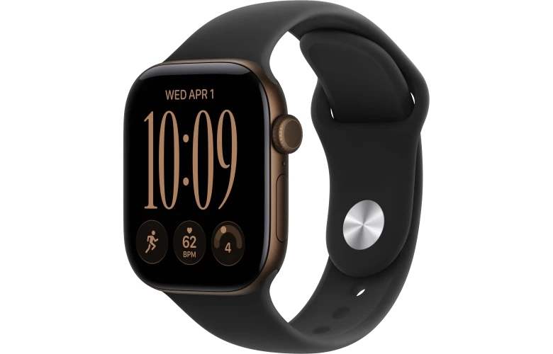 Смарт-часы Apple Watch Series 12, 42мм, Алюминиевый корпус темный бронзовый (Dark Bronze), Cпортивный ремешок Черный (Black Sport Band) M/L