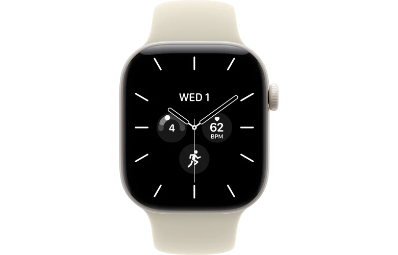 Смарт-часы Apple Watch Series 12, 42мм, Керамический корпус Жемчужно-белый (Pearl White), Cпортивный ремешок Песочный (Sand Sport Band) S/M