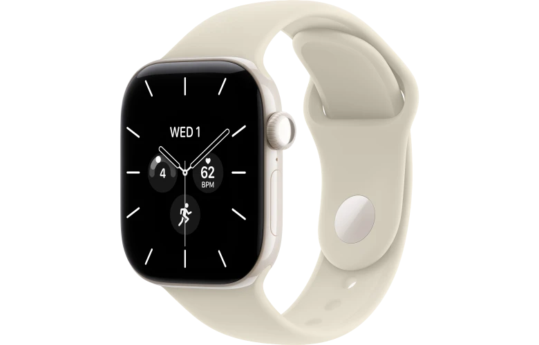Смарт-часы Apple Watch Series 12, 46мм, Керамический корпус Жемчужно-белый (Pearl White), Cпортивный ремешок Песочный (Sand Sport Band) S/M