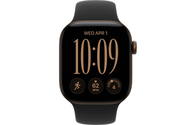Смарт-часы Apple Watch Series 12, 46мм, Алюминиевый корпус темный бронзовый (Dark Bronze), Cпортивный ремешок Черный (Black Sport Band) M/L