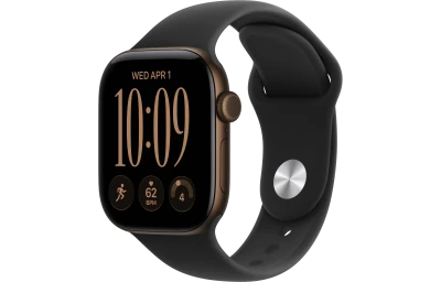 Смарт-часы Apple Watch Series 12, 46мм, Алюминиевый корпус темный бронзовый (Dark Bronze), Cпортивный ремешок Черный (Black Sport Band) S/M