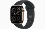 Смарт-часы Apple Watch Series 11, GPS + Cellular, 46мм, Титановый корпус Золотой (Gold), Cпортивный ремешок Черный (Black Sport Band) M/L