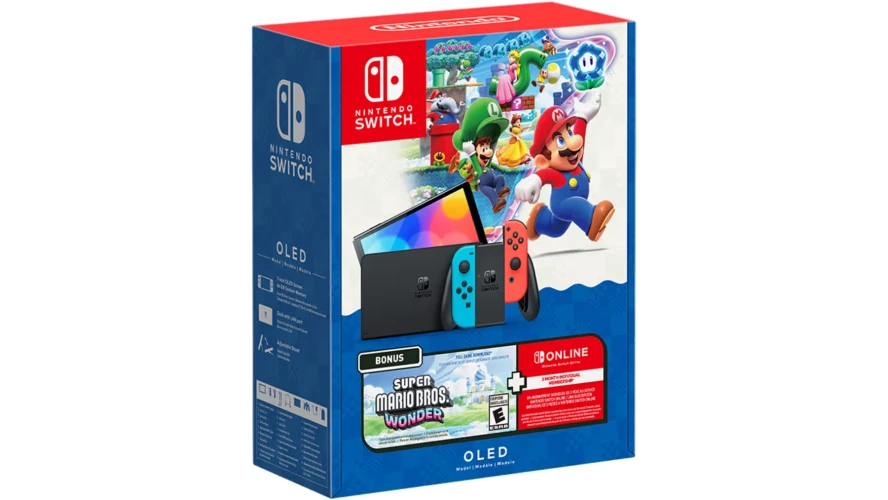 Игровая приставка Nintendo Switch OLED, Красно-синий (Mario)