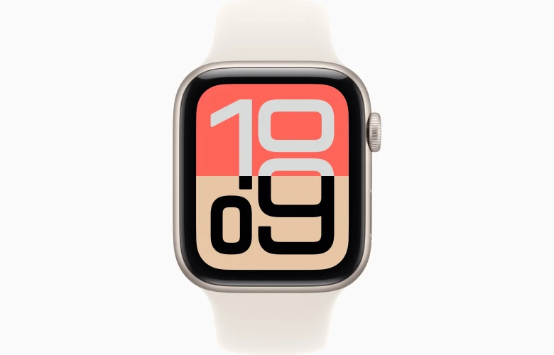Смарт-часы Apple Watch SE 3, 44мм, Алюминиевый корпус Сияющая звезда (Starlight Aluminum), Cпортивный ремешок Сияющая звезда (Starlight Sport Band) M/L